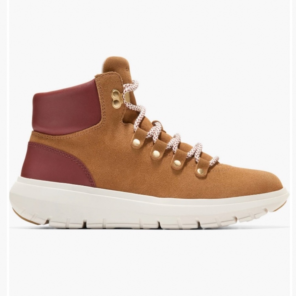 Cole Haan Grand Raelyn Waterproof Hiking Boot Golden Honey Suede/Cuoio SZ 9.5